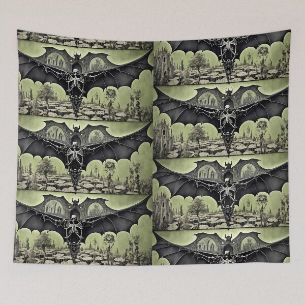 Item preview, Skeleton Bat, Skull Landscape, Fantasy Art, Deviant Art, goth, Gothic designed and sold by Anticulture.