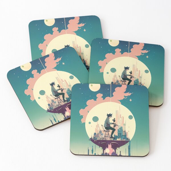 Item preview, A Night to Remember - A Mesmerizing Painting of a Cityscape, Starry Skies, and a Full Moon designed and sold by GalihDA.