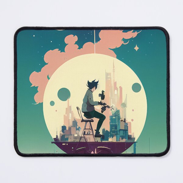 Item preview, A Night to Remember - A Mesmerizing Painting of a Cityscape, Starry Skies, and a Full Moon designed and sold by GalihDA.