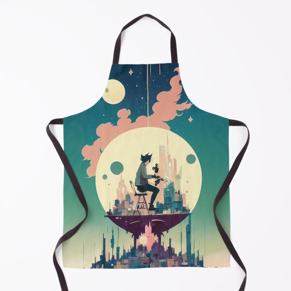 Item preview, A Night to Remember - A Mesmerizing Painting of a Cityscape, Starry Skies, and a Full Moon designed and sold by GalihDA.