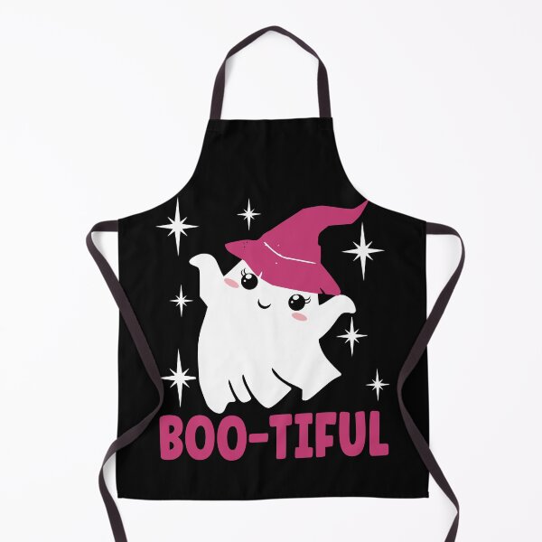 Item preview, Bootiful Cute and Funny Halloween Pink Ghost with a Witch Hat - Black designed and sold by PearlMoonGrapes.
