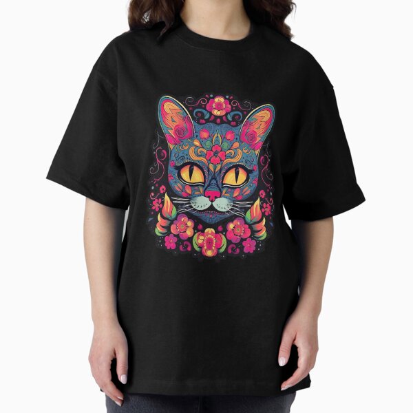 Item preview, Feline Fiesta sugar skull cat shirt designed and sold by danielliamgill.
