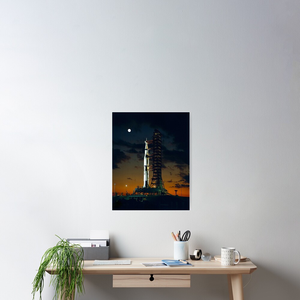 MAN ON THE MOON. APOLLO 4. Saturn V rocket. Used for the American manned lunar landing missions. Poster