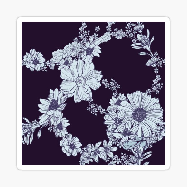 Floral circle dark blue Sticker