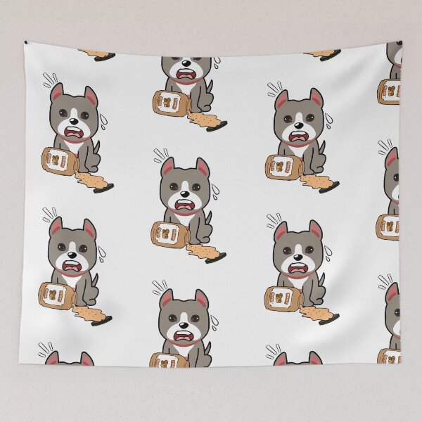 Item preview, Cute Grey Dog spilled a jar of peanut butter designed and sold by Pet Station.