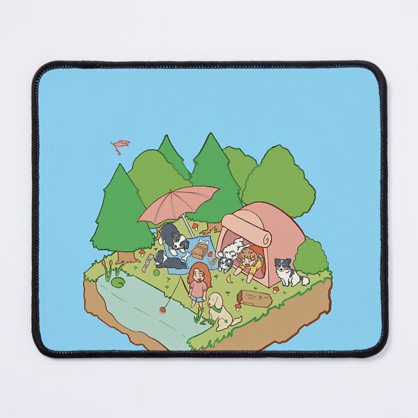 Item preview, Australian Shepherd and friends camping in the great outdoors Chiffon Top designed and sold by mcdonnellshila.