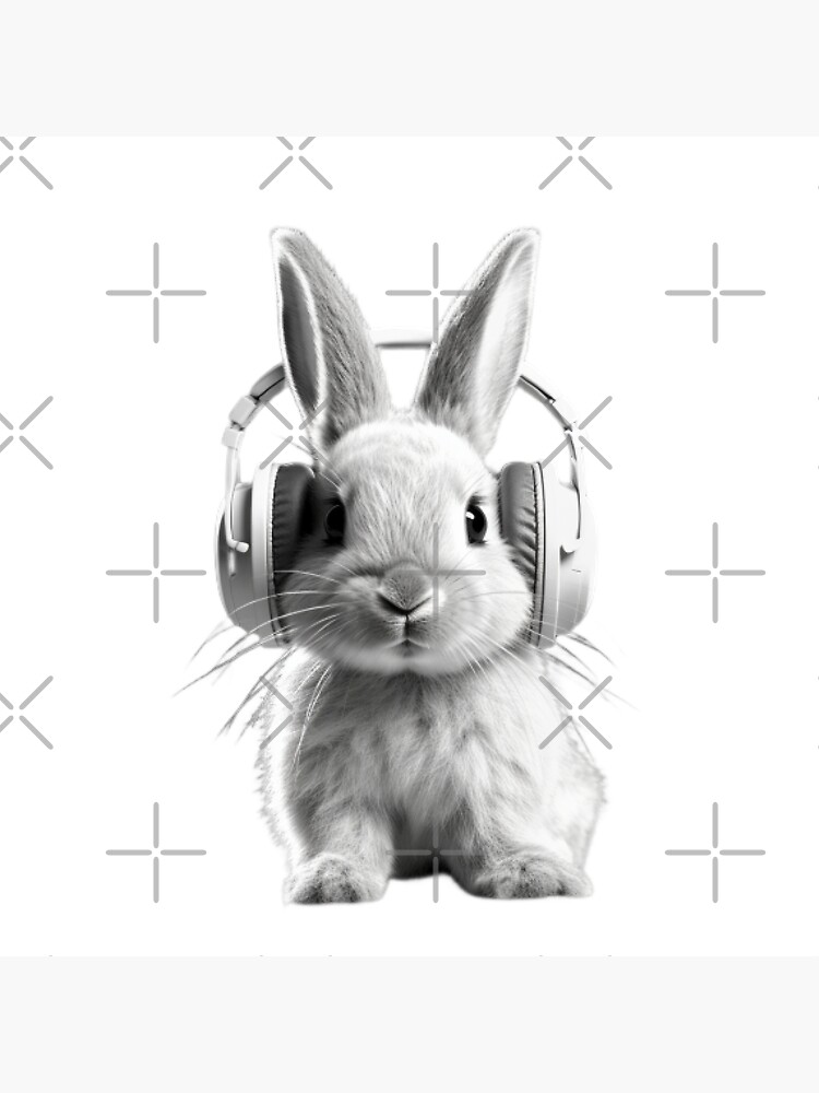 Rabbit wearing headphones 2 Poster