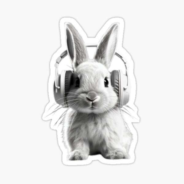 Rabbit wearing headphones 2