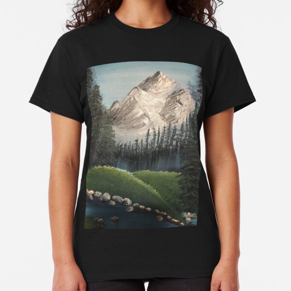 Oil painted Bob Ross inspired colourful landscape Classic T-Shirt