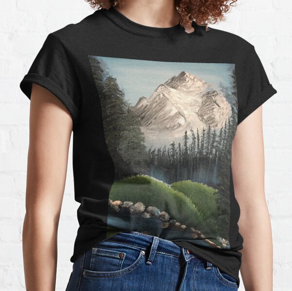 Oil painted Bob Ross inspired colourful landscape Classic T-Shirt