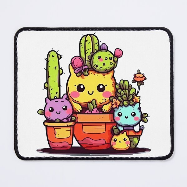 Aperçu de l'œuvre Famille de cactus de chat épineux | Kwirk-E | kwik | Excentrique créée et vendue par kwirk-e.