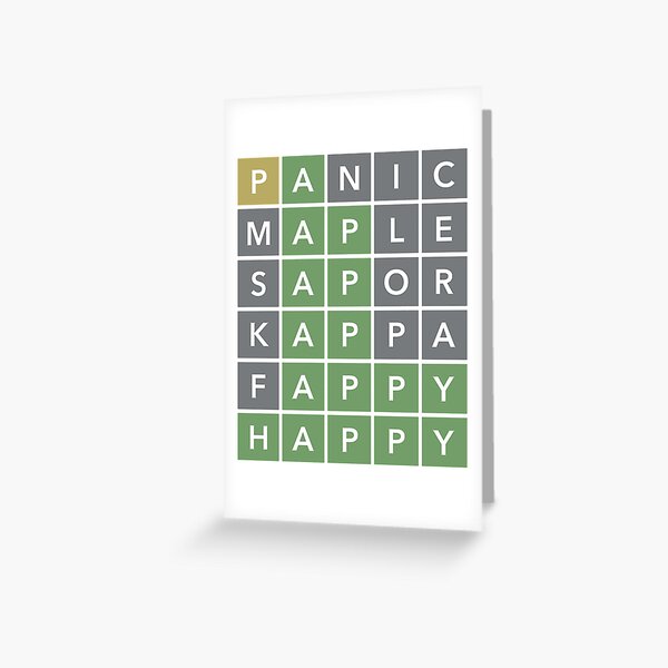 Vista previa del artículo con la obra «Wordle Puzzle Game - Del pánico a la felicidad», diseñado y vendido por KennyBurrell.