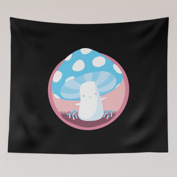 Item preview, trans pride mushrooom (blue on pink) designed and sold by plotDriving-NPC.