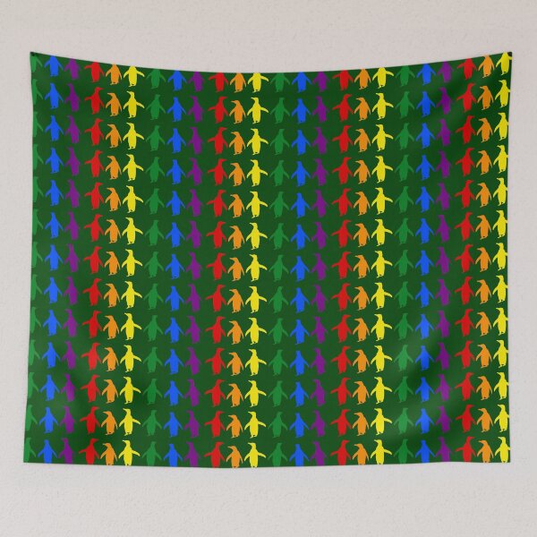 Item preview, Dark Green #014606 background LGBTQI+ Pride Penguins LGBT LGBTQ designed and sold by SBPenguins.