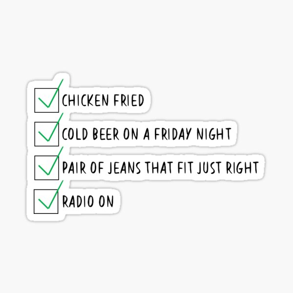 Chicken Fried Checklist Sticker