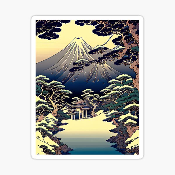Item preview, Snowy Shinto Temple- Traditional Japanese Art designed and sold by AIStudio137.