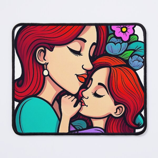 Item preview, Mother and daughter hug flowers ornament in style of colorful vector illustration designed and sold by StickySociety.