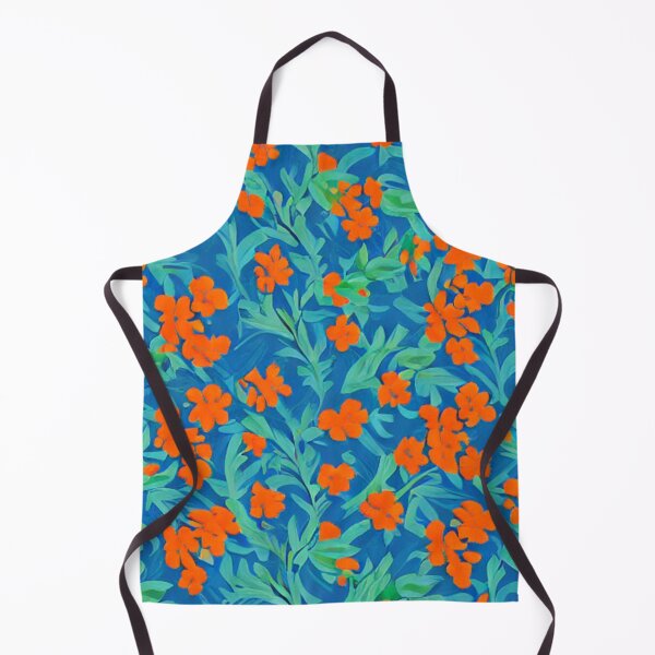 Item preview, Orange Floral with Blue Leaves designed and sold by calibrit.