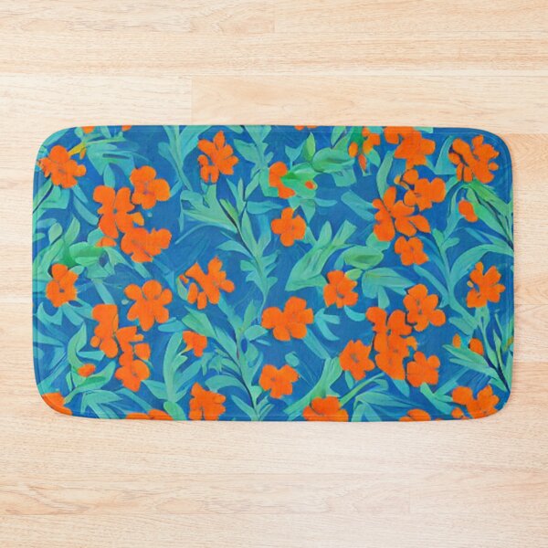 Item preview, Orange Floral with Blue Leaves designed and sold by calibrit.