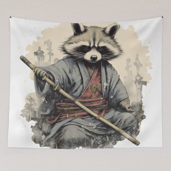 Item preview, One-Armed Warrior: Retired Raccoon Ninja Master designed and sold by Blackstylez.