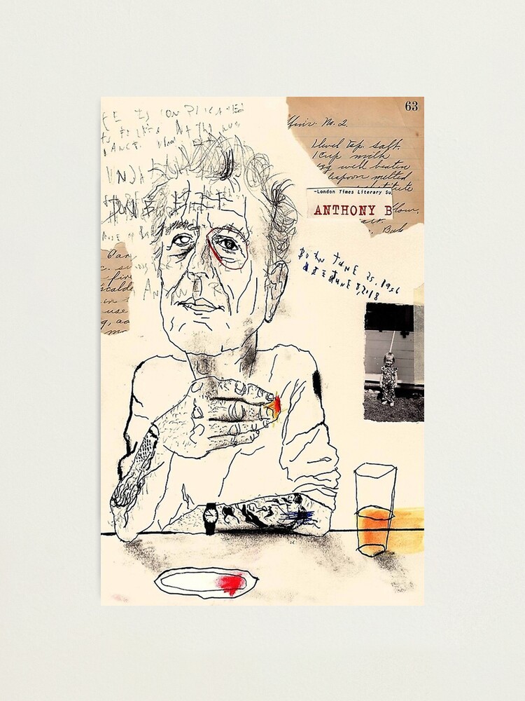 Anthony Bourdain Drinking Photographic Print
