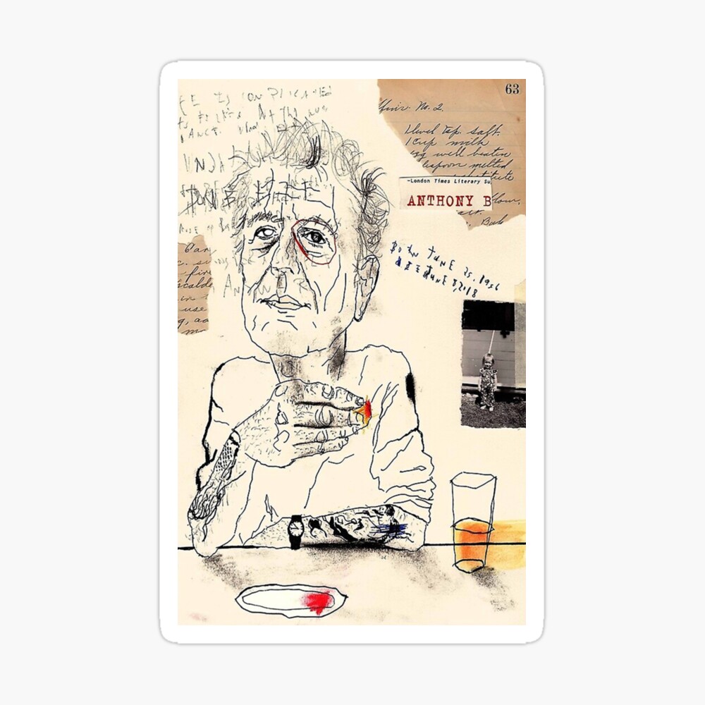 Anthony Bourdain Drinking Photographic Print