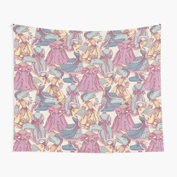 Victorian Velociraptor Fashion Plates Tapestry