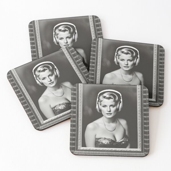Item preview, 1950s Headphones - Classic B&W Portraits designed and sold by ROBIN MACGREGOR.