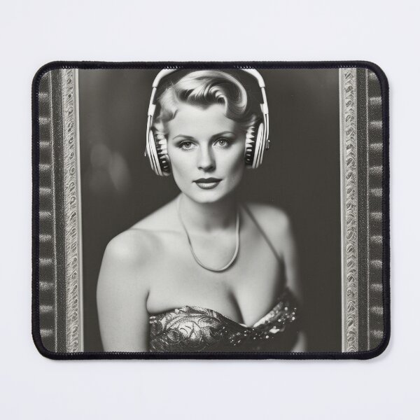 Item preview, 1950s Headphones - Classic B&W Portraits designed and sold by ROBIN MACGREGOR.