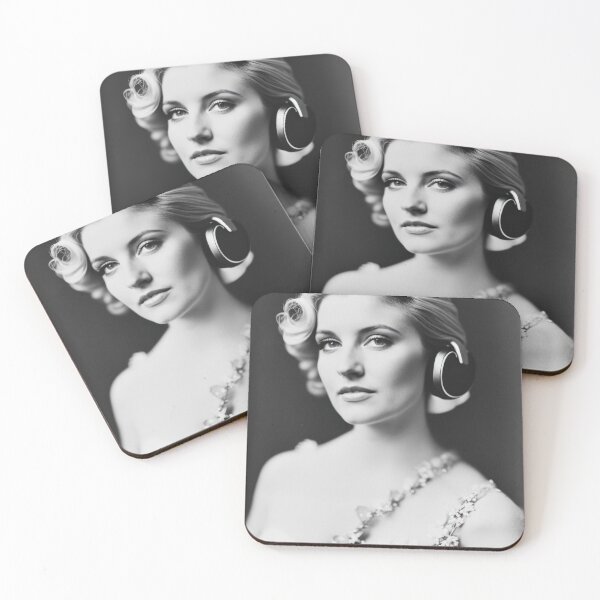 Item preview, 1950s Headphones - Classic B&W Portraits designed and sold by ROBIN MACGREGOR.