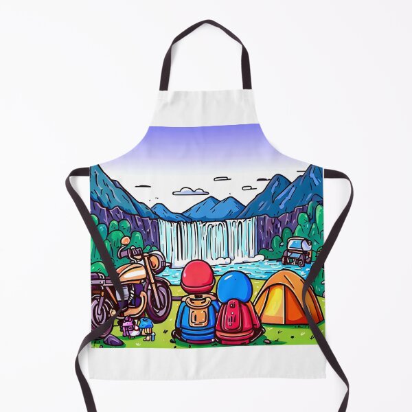 Item preview, Biker Couple Camping Near Waterfall designed and sold by travulls.