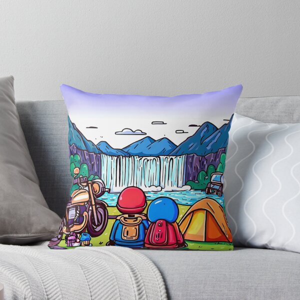 Item preview, Biker Couple Camping Near Waterfall designed and sold by travulls.