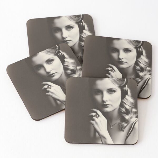 Item preview, 1950s Headphones - Classic B&W Portraits designed and sold by ROBIN MACGREGOR.