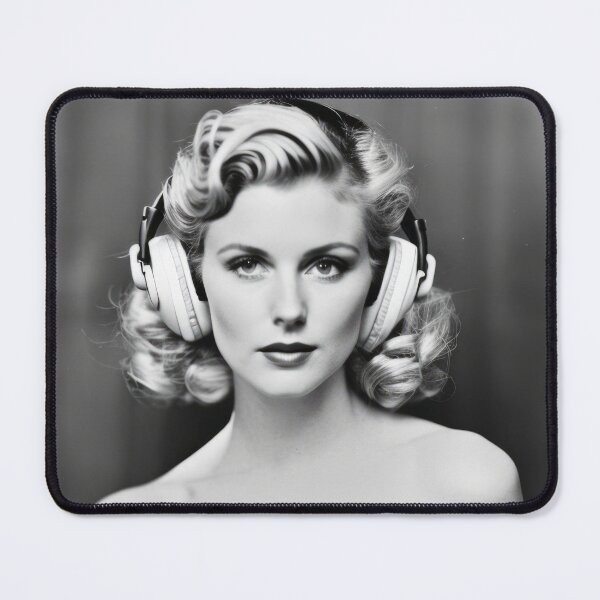 Item preview, 1950s Headphones - Classic B&W Portraits designed and sold by ROBIN MACGREGOR.