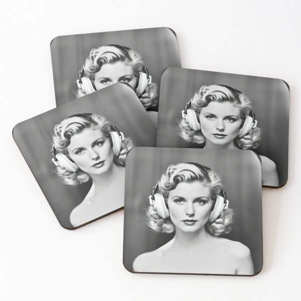Item preview, 1950s Headphones - Classic B&W Portraits designed and sold by ROBIN MACGREGOR.