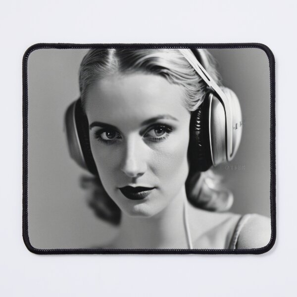 Item preview, 1950s Headphones - Classic B&W Portraits designed and sold by ROBIN MACGREGOR.