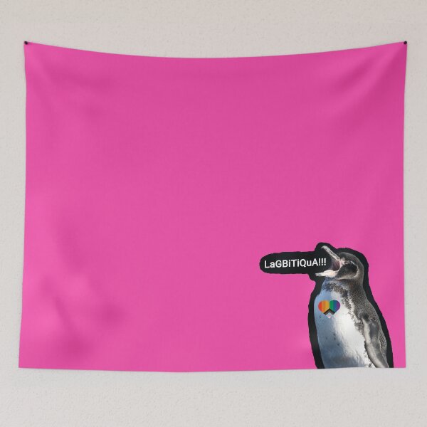 Artikelvorschau, Fuchsia #FC46AA Galapagos Penguin screams LAGBITIQUA (lgbtqia+) entworfen und verkauft von SBPenguins.