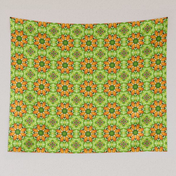 Item preview, Bright Orange Watercolour Flower Seamless Pattern on greenery designed and sold by sandhyabhagath.