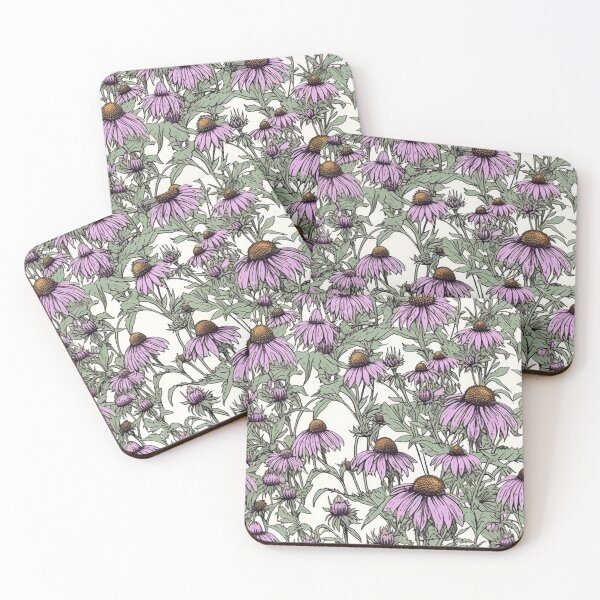 Item preview, Purple Coneflower Flower Pattern - Wildflower Illustration designed and sold by FloralDecorShop.