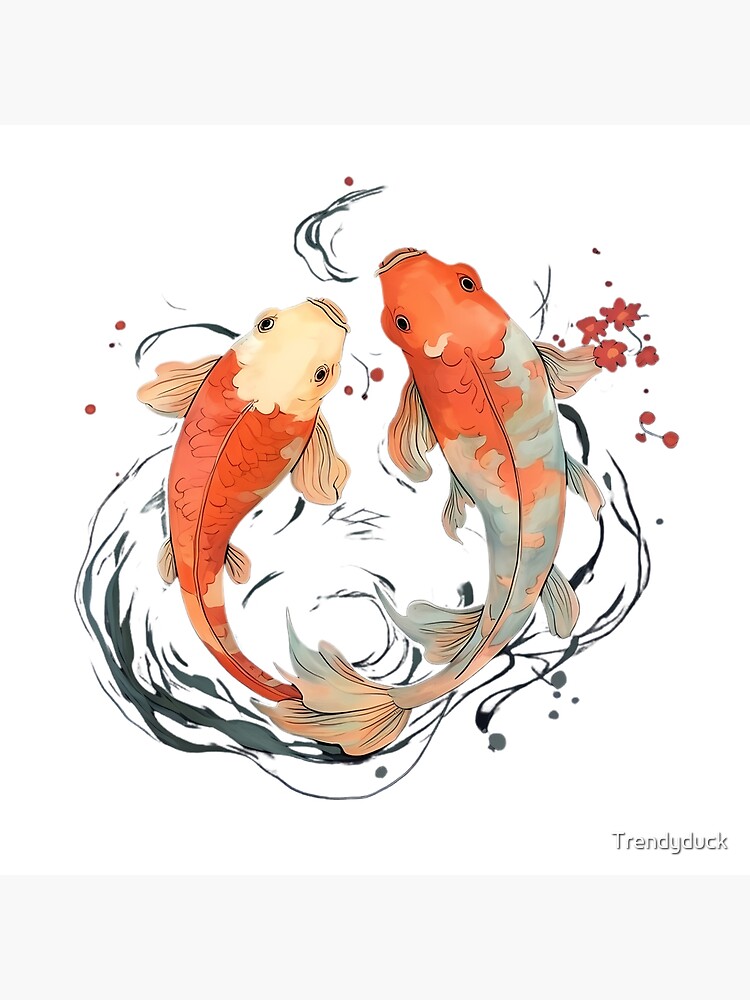 Koi Fish Watercolor Art Print, Printmaking by BERKANT INDIR