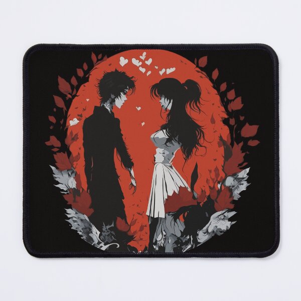 Item preview, Blooming Love Anime Couple Embraced by Red Roses designed and sold by DeluxeLK.