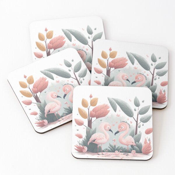 Item preview, Leafy Retreat: Cartoon Pink Flamingo Finding Peace and Beauty Amidst a Sea of Leaves designed and sold by hudaG.