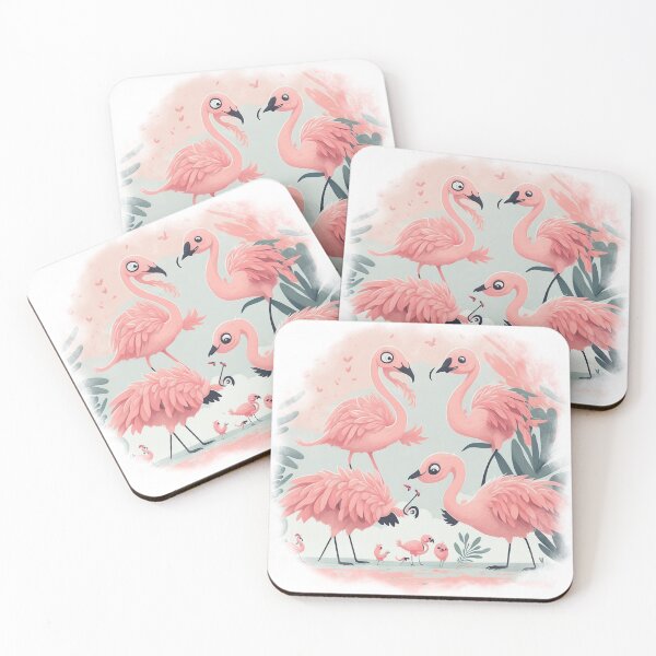 Item preview, Flamingo Fantasia: Whimsical Cartoon Pink Flamingo Embraced by Lush Leaves in a Cozy Illustration" designed and sold by hudaG.