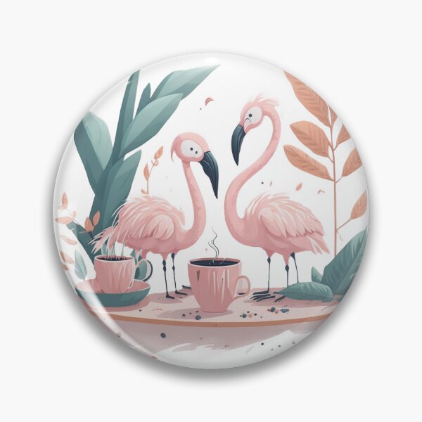 Item preview, "Leafy Retreat: Cartoon Pink Flamingo Finding Peace and Beauty Amidst a Sea of Leaves designed and sold by hudaG.