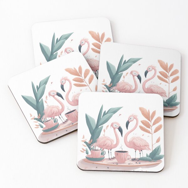 Item preview, "Leafy Retreat: Cartoon Pink Flamingo Finding Peace and Beauty Amidst a Sea of Leaves designed and sold by hudaG.