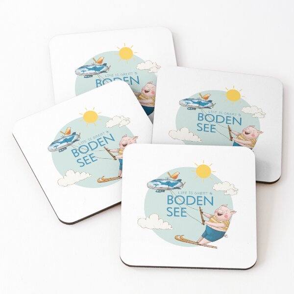 Item preview, "Life is great @Bodensee" Water skiing pig! designed and sold by hilledesign.