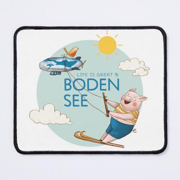 Item preview, "Life is great @Bodensee" Water skiing pig! designed and sold by hilledesign.