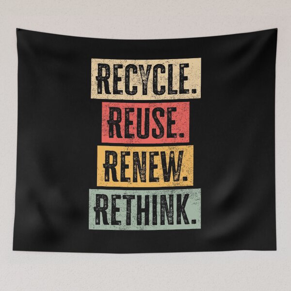 Item preview, Vintage Recycle Reuse Renew Rethink Crisis Environmental Activism designed and sold by FlossyDesignsOZ.