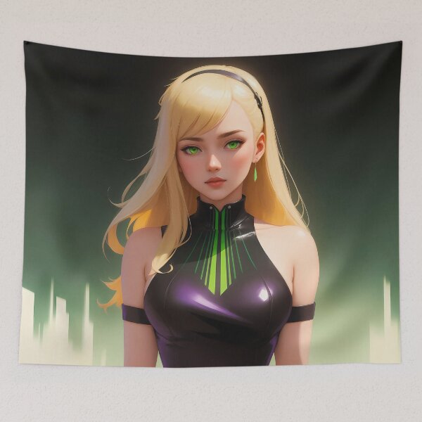 Item preview, Enchanting Green Eyes Anime Girl designed and sold by pinimgart.