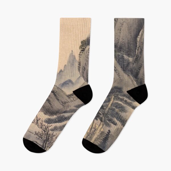 Item preview, Korean Painting Minhwa The Mountains Are Still and the Sun Has Not Yet Set designed and sold by tangerinemars.